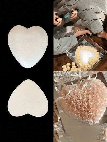 1 st vitt hjärtformat skum, lämpligt för bröllop, födelsedagar och kreativ bakning, kan även användas som handgjort material. Kan användas för bröllopsdekoration, heminredning, vardagsrumsdekor, konstgjorda blommor och färska blomsterarrangemang, olika gör-det-själv-hemprojekt och konstdekoration, även lämpligt för alla hjärtans dag och examensceremoni, samt presenter och brevpapper inför skolstarten.