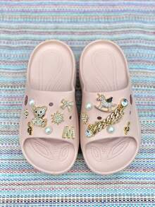 High-Heeled Open-Toe Flip-Flops Made Of 100% EVA With A Randomly Selected Pendant. Comfortable. - Baby Pink - View 4