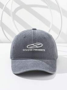 INNNEVV 1pc Unisex Denim Baseball Cap With Embroidered Letter, Vintage Street Style