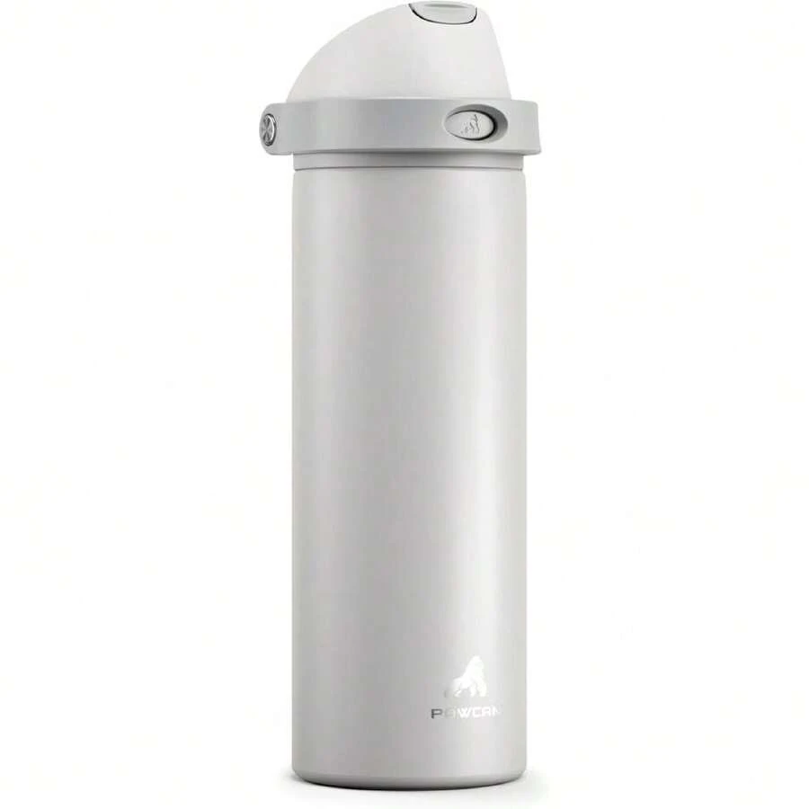 24 Oz Metal Water Bottle With Straw For Travel: 100% Leakproof, Quick Open Lid, Keep Cold For 24 Hours, Car Cup Holder , Insulated Vacuum Flask For Coute, Workouts, Gift (Stone White),27008152 - 白色 - 查看 1