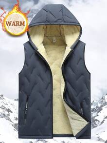 Gilet termico da uomo per autunno/inverno, giacca casual con cappuccio e tasche con zip per attività all'aperto, gilet smanicato per escursionismo e attività all'aperto