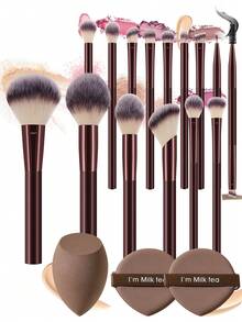 18PCS Combination Makeup Tool Set, Eye Shadow Brush And Eyebrow Brush & Basic Brush And Powder Makeup Brush & Blush Brush And Concealer Brush And Highlighter Brush Ultra Soft Advanced Synthetic Hair For Daily Facial Makeup,Brush Set,Makeup Brush Kit,Make Up Brush Set,Make Up Set Complete,Makeup Brush Set,Complete Makeup Kit,Brush Kit,Brushes Makeup Set,Makeup Gift Set,Set