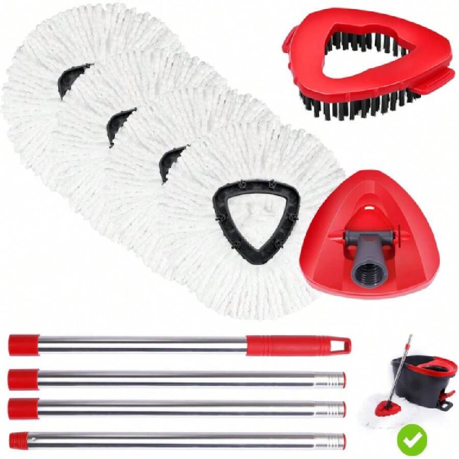 4 Packs Spin Mop Replacement Heads Compatible With Oceda EasyWring 1-Tank System, 30-58" Mop Handle,Scrub Brush And Base Combo Set,Mop Refills Easy To Replace And Cleaning (White,1-Tank),27019823 - trắng - Xem 1