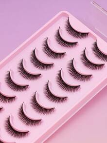 AYRMILLA 1/5/10对装 蓬松柔软3D水貂毛假睫毛，纤长浓密型，短款浓密型，睫毛延长睫毛膏，适用于婚礼、派对、夜店、工作、偶像、名人妆容 - 自然纖長款 - 查看 6