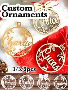 1/3/5pcs, Packs, Personalized Text Decorations, Christmas Gifts, Ornaments, And Pendants; Personalized Christmas Trees/Decorations; Engraved Anniversary Gift Pendants; Engraved Christmas Tree Ornaments; Creative Text Decorative Pendants