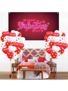 40pcs Red & White Heart Shaped Balloons, 12 Inches/30.48cm, Suitable For Valentine's Day, Wedding, Romantic Decoration, Birthday, Engagement, Graduation Party, Christmas, New Year, Mother's Day, Anniversary Party Decoration, Indoor & Outdoor Decor - Multicolor - View 7