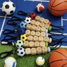 1pc Colorful Football Silicone Keychain, Personalized Handmade Custom Beads, Sports Keychain/Backpack Chain, Sports Gift,Apparel Accessories,Chic Autumn,Boyfriend,Girlfriend,Family,Friends - Silicone Keychain - View 6