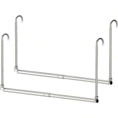 Hanging Closet Rod 2 Pack Adjustable Width And Height Closet Rods For Hanging Clothes Premium StainlessSteel Closet Rod For Ultimate Space Optimization For Hanging And Drying Clothes Silver