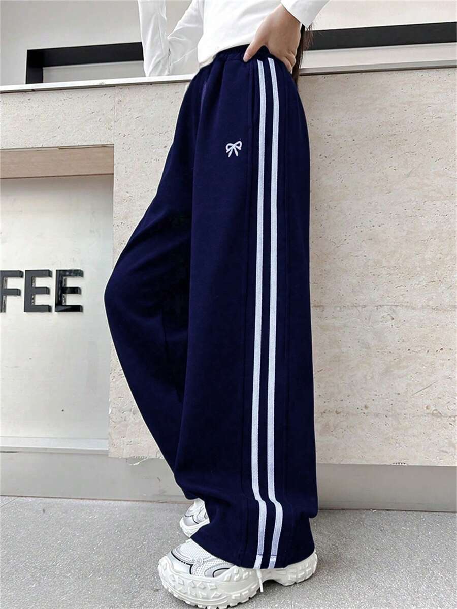 女童休闲直筒裤，儿童宽松阔腿裤，新款 StylTween 女童裤 - 藏蓝色 - 查看 1