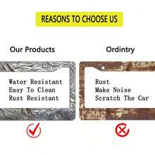 1pc, Vintage Car Metal License Plate Frame Cover Novelty Car License Plate Frame  , 2D, Perfect For Room Decoration, 16*31cm(6.2*12.2inch) - 31*16cm (12,2*6,3 inch) - Xem 3