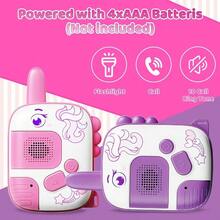 Walkie Talkies para nios de 3 a 9 aos, paquete de 2 juguetes de aventura al aire ltima intervensin con rango de 1000 pies, juguetes de unicornio, regalos de cumpleaos para nias de 4, 5 - Unicornio, rosa y amarillo - Ver 5