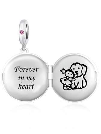 1pc Cute Puppy Bead Decor Openable Pendant, Creative DIY Bracelet Necklace Gift