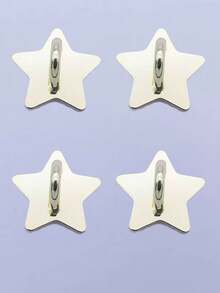 قطعتان من خطاف الحامل الهاتفي بشكل نجمة فضية، مريح للحمل، ظهر لاصق لمنع السقوط، أنيق وأنيق.