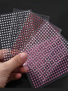 8片3D可爱红白黑爱心美甲贴纸，8片甜美自粘美甲贴花，浪漫情人节婚礼美甲箔片装饰美甲用品 - 彩色 - 查看 4