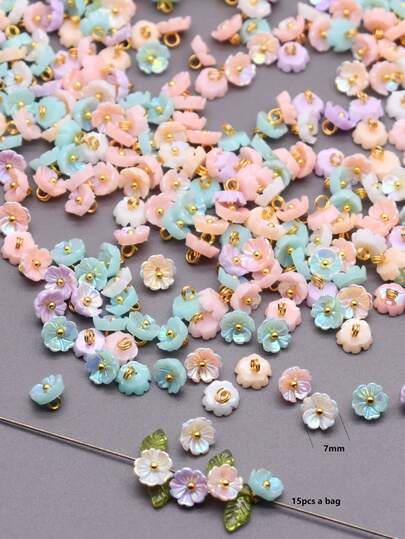 15pcs Mix Color Bow Flower For Bracelets Jewelry Making Accessories