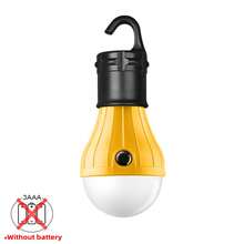 Lampe de camping portable Mini ampoule LED Lampe de secours 3 modes d'éclairage Lumière de travail de nuit extérieure Lampe suspendue de tente avec crochets (noir, rouge, bleu, vert, jaune)