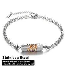 Stainless Steel Aromatherapy Bracelet Diffuser Jewelry Adjustable Chain Hollow Out Flower Perfume Aroma Diffuser Bracelet For Men Women Couple Locket Bracelets - Silver - View 19
