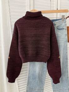 1 Áo len dệt kim polyester cổ bẻ dáng lửng Hipster in hình thiên hà mặt trăng và ngôi sao, phong cách đường phố thường ngày, thu/đông - Màu Đỏ Sâu - Xem 2