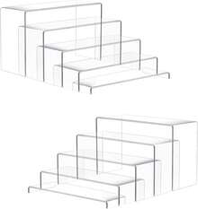 Acrylic Clear Risers, Acrylic Display Set, Rectangular Stands For Display, Tiered Acrylic Shelves For Decor, Collectibles, Dessert Table, Retail Display Shelf Showcases - 10pcs - 查看 2