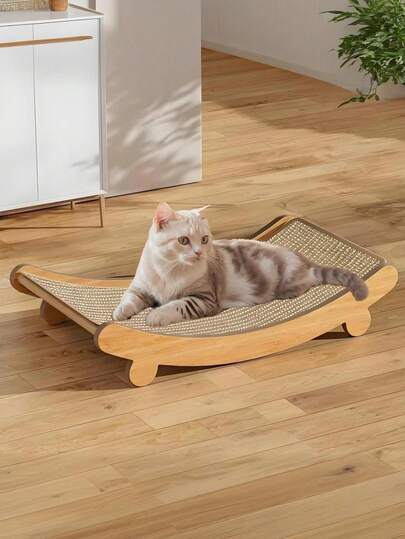 Klösträd i trä av högsta kvalitet - Sisalrep för tassvård, kompakt design, enkel att montera, perfekt för inomhusbruk - Skyddar möbler och låter katter leka med sina tassar. Tillbehör för inomhuskatt, mysig kattbädd, kattmöbler, katttillbehör