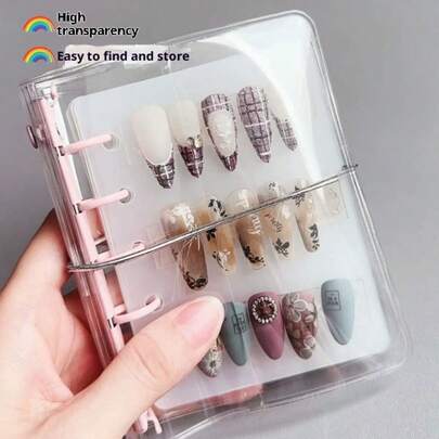 Wearing Armor Loose Leaf Mini Storage Book, Nail Art Storage Book, Japanese Transparent Sample Color Card Storage Display Book, Material Dustproof/High Transparency, Storage Book+2 Loose Leaf Set,Room Decor ,Makeup Bag