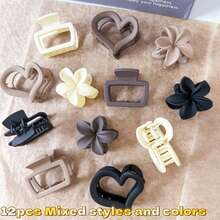30/20/10pcs Milk Coffee Color Series, Small Bird Pouch, Small Square Dragon Bone Hair Claw Clip For Women, Random Colors, Hair Accessories, Hair Claw, Claw Clip, Hair Grab Bag, Chin Clip, School Supplies, College Autumn And Winter Vacation Clothing For Women Winter Hair Clip - Multicolor - View 10