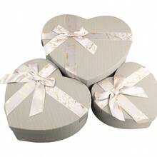 NICE LIFE 3 Stücke Herzförmige Geschenkbox Set mit Schleifenband, elegante dekorative Boxen für Valentinstag, Hochzeiten und besondere Anlässe
