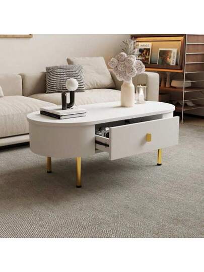 Coffee Tafel Two Drawers, Golden les Legs, Curved Corners view 4