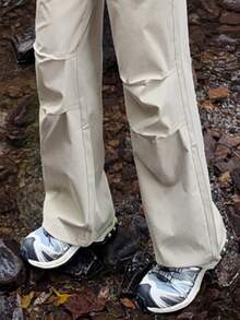 CAMEL CROWN 女士户外直筒休闲裤，秋冬新款，加绒内衬，防水，运动徒步裤 - 松露灰 - 查看 2