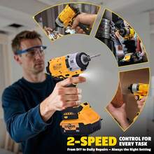 Cordless Brushless Impact Screwdriver 20V – 0-2800 RPM High Torque Tool,  LED Light & Speed Control For Home Renovation & Handicrafts (Battery Excluded) - Yellow - View 4
