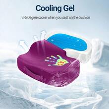Gel Seat Cushion For Car Office - Memory Foam Pain Relief Chair Pillow Cushions - Tailbone Sciatica Coccyx Butt Lumbar Support Pad For Sitting Driving Traveling Mesh Purple - 紫色 - 查看 3