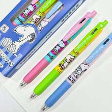 1set/6PCS/SET Kawaii Snoopy Heart-Shaped Press Pen - High-Value Ins Limited Edition 0.5mm Black Gel Pen, Cute Student Girls' Exam Writing Pen, Smooth Ink School Supplies