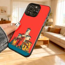Cubierta de teléfono con diseño de ciudad mediterránea roja para iPhone 14 Pro Max funda protectora con estampado de edificios coloridos y torre histórica ideal para uso diario en casa o viajes Aplicable a teléfonos Apple y Galaxy. - Blanco - Ver 6