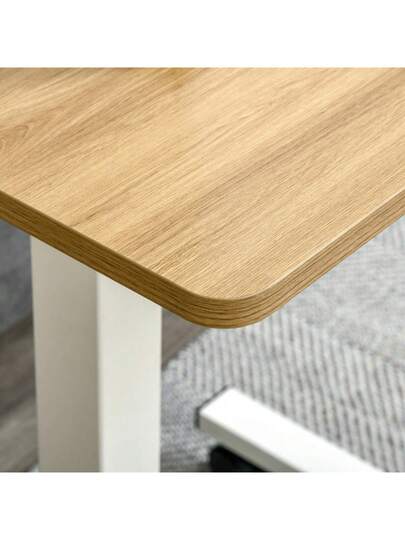 HOMCOM Sit St Desk, Height Adjustable Wheels, Space Saving Shaped Laptop Natural White, 70 110 Cm, Up To Kg On Site view 5