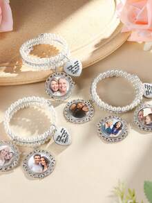 1pc Customized Photo Wedding Brooch Pendant Decoration, Personalized Bridal Bouquet Pendant, Christmas Gift, Suitable For Middle School, High School, College Students, Colorful, Cute, Playful, Fun, Kawaii, Y2K Style, Fashion, Unisex, Casual, Customized, Unique, Ideal Gift For Him/Her, Boyfriend, Girlfriend, Family, Friends, Custom Brooch, Comfortable - Antique Silver - View 9