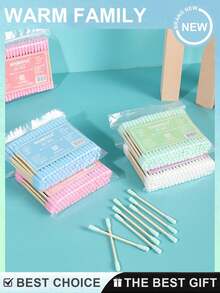 狗狗耳部清洁棉签 - 200/100支装，宠物耳垢清除棒，大号尖端清洁器，适用于犬类耳部健康和护理 - 彩色 - 查看 2