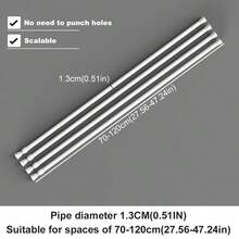 2pcs Modern Adjustable Tension Curtain Rods - Heavy Duty Expandable Rod, No Drill Tension Rod, Suitable For Shower, Closet, Window, Towel Rack - Steel And Plastic Home Decor Bathroom Decor