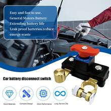 12V/24V Car Battery Disconnect Switch Isolator, Car Battery Power Terminal Connection Switch, Automotive Truck Boat RV Accessories, Anti-Discharge Leakage Protector - Multicolor - View 3