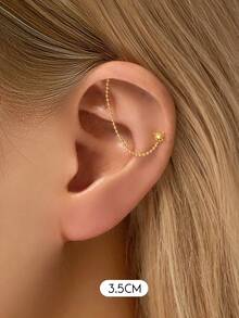 1 pièce Boucles d'oreilles à perçage en argent sterling 925 avec pompons, chaîne à boules, dos plat pour cartilage et hélix. Bijoux raffinés pour le port quotidien, mariage, fête, fiançailles, Saint-Valentin (vendu à l'unité) - Accessoires pour chaînes à perles - Voir 7