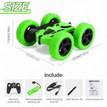 The Best Gift RC Car! 360° Flip Remote Control Car For Kids, Double-Sided Driving Stunt Vehicle With Cool Lights, Rotating Toy For Boys Girls (Ideal For Christmas, Birthday, Children's Day) - 綠色 - 查看 8