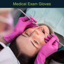 Fuchsia Hot Pink Nitrile Disposable Gloves - 50 Count - 3 Mil Nitrile Gloves Medium - Powder and Latex Rubber Gloves - Surgical Exam Gloves - Food Safe Cooking Gloves - X CH + 50 - Ver 3