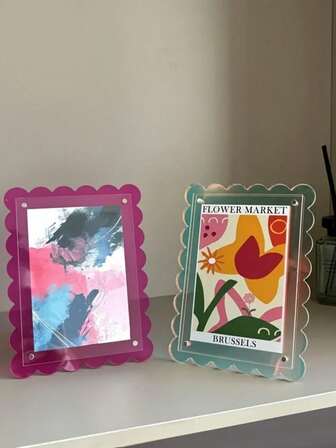 1 件彩色亚克力磁性相框 - 双面展示带支架，7 英寸可折叠设计，可水平或垂直使用 - 现代家居装饰 | DIY 相框可拆卸，灵活使用