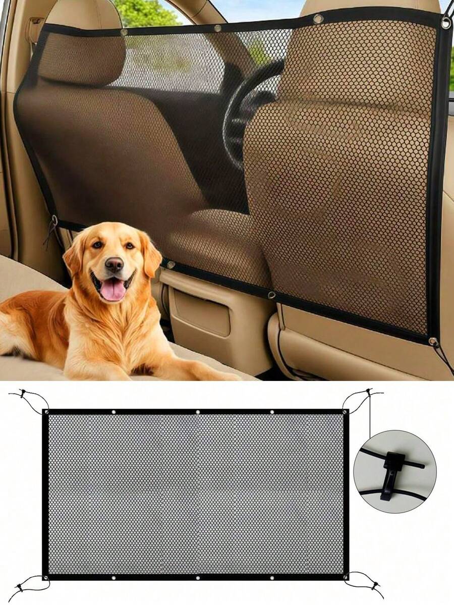 1个黑色宠物车载隔网，方便您携带宠物外出。这款隔网可用作狗狗汽车座椅套、宠物汽车座椅或宠物车载隔离网（带可调节绳钩）。多功能车载隔离网适用于SUV、轿车和卡车。是万圣节或圣诞节的完美礼物之选。 - 彩色 - 查看 1