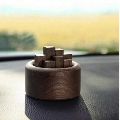 1pc Fragrance Wood Box, Flameless Essential Oil Diffuser Container, Long-Lasting Home & Bedroom Aroma Diffuser, Room Fragrance Stone Decor Storage, Lightly Rotate To Allow Oil To Soak Into The Wooden Decor