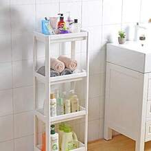Estante de almacenamiento ancho de cuatro niveles, estante de cocina, estante de almacenamiento móvil, ahorra espacio, fácil de montar y fácil de limpiar, adecuado para baños, aseos, cocinas, habitaciones, balcones, etc. (Blanco 36,1 x 22,8 x 103 cm) - Colores mixtos - Ver 2