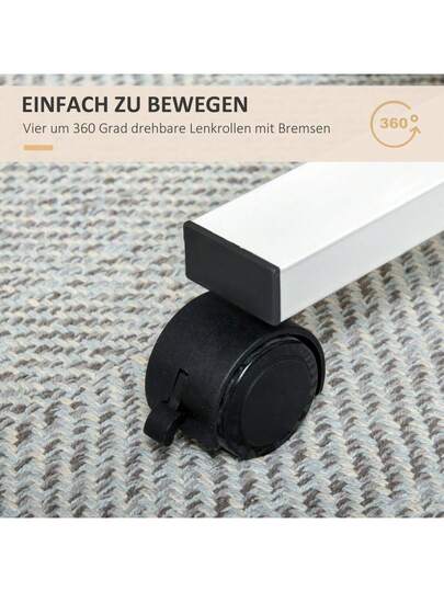 HOMCOM Sit St Desk, Height Adjustable Wheels, Space Saving Shaped Laptop Natural White, 70 110 Cm, Up To Kg On Site view 3