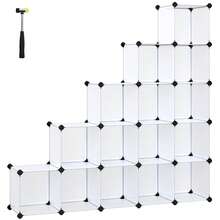 SONGMICS Modular Wardrobe, 16-Cube Wardrobe, Modular Shoe Rack, 31 X 123 X 123 Cm, PP Plastic Shelf, White MLPC44L - White - View 10