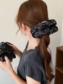 1 pieza Scrunchie floral, accesorio de pelo elegante y vintage para mujeres, coletero