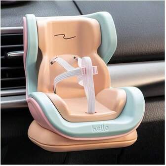 17厘米 x 20厘米毛绒娃娃汽车座椅，适合4-8英寸娃娃，带磁性底座的夹式汽车通风口座椅，包含用于固定娃娃的安全带，装饰配件套装