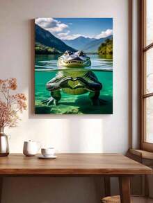 1 Set Of DIY Paint By Numbers For Adults  Alligator Heart Art Kit, 16x20 Inch Acrylic Painting Set With Brushes And Paints, Frameless Wall Decor Craft, Ideal Gift For Birthdays, Father'S Day, Christmas, Mother'S Day - 彩色 - 查看 4